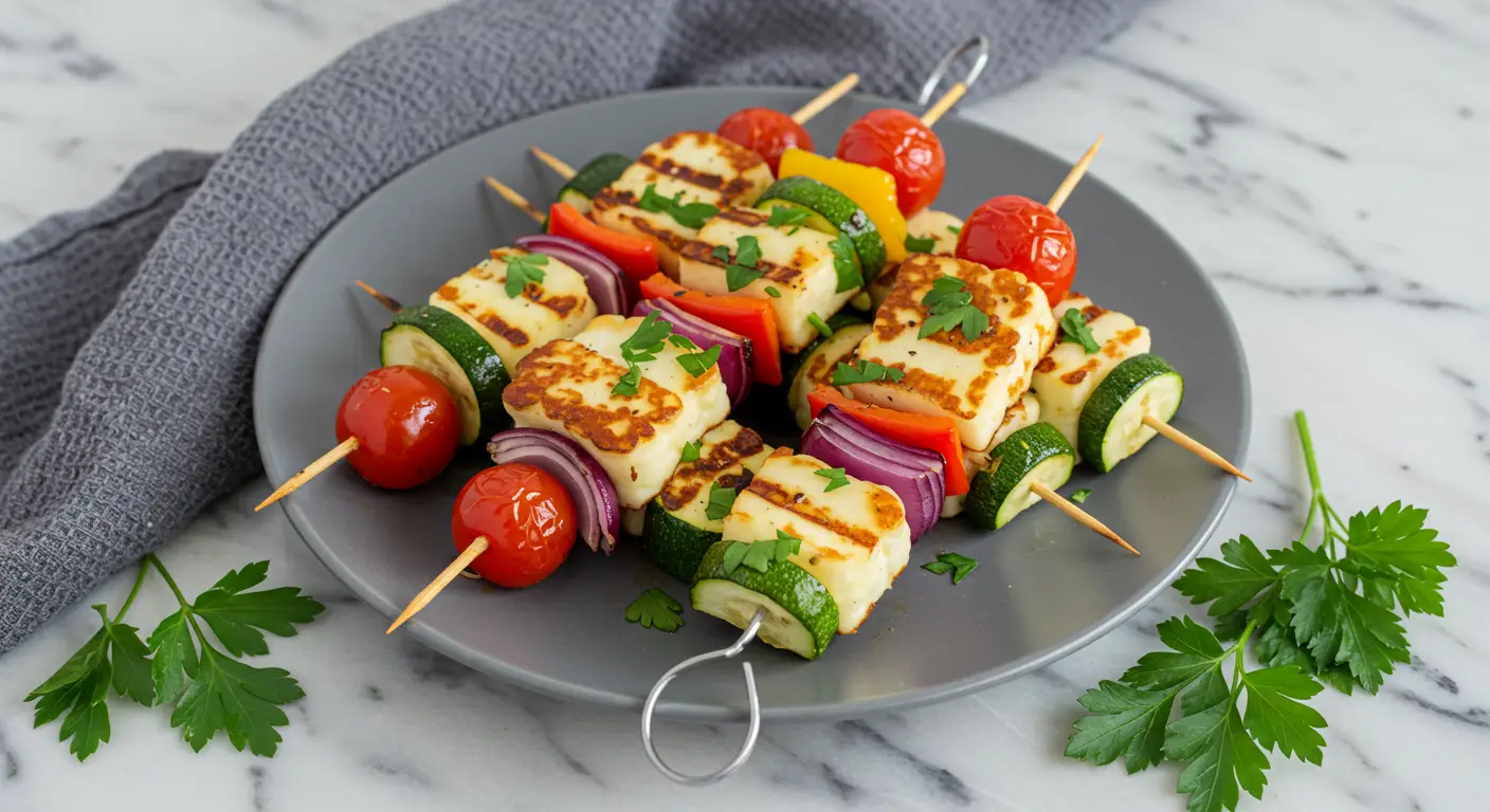 Halloumi and Vegetable Skewers