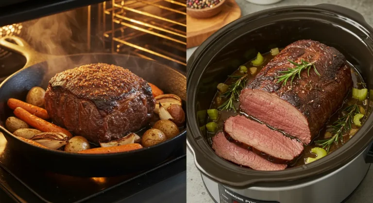 chuck roast and the oven or crockpot